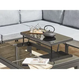 Beliani Lounge Set Schwarz Aluminium inkl. Auflagen Grau Polyester 6-sitzer mit hochklappbarem Couchtisch Terrasse Outdoor Modern