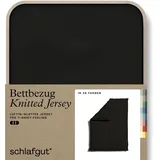 schlafgut Knitted Jersey uni, aus Bio-Baumwolle mit Elasthan, Reißverschluss«, (1 St.), bügelfrei, Mix & Match Bettwäsche: passender Kissenbezug erhältlich Schlafgut Off-Black B/L: 155cm x 220 cm