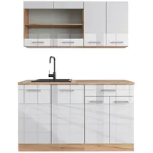 Vicco R-Line Küchenzeile 140 cm weiß hochglanz/goldkraft