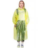 peiqiup Regenponchos mit Kapuze, Regenponchos für Transparent gelb, Wiederverwendbare Regenmäntel, Für Festivals, Konzert, Wandern, Damen, Herren Einheitsgröße, Gelb