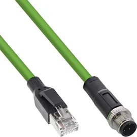 InLine Industrie Netzwerkkabel, M12 4-pin D-kodiert St. zu RJ45 St., PUR, 2m