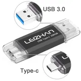 LEIZHAN USB Stick 256GB Type C Memory Stick OTG Speicherstick 2-in-1 Flash Drive USB 3.0 Pen Drive für PC/Laptop/Notebook, und andere USB-C (256GB,Black)
