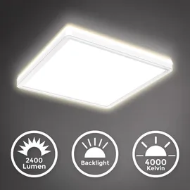 B.K.Licht LED Panel 29,3x29,3 cm - 18W, 2400lm, dimmbar, flach, backlight, neutralweiß, weiß - Weiß