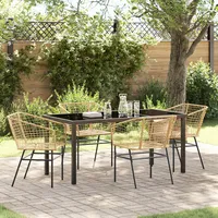 VidaXL 5-teiliges Gartendining-Set Brauner Poly-Rattan