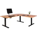 Mendler Eck-Schreibtisch HWC-D40, Computertisch elektrisch höhenverstellbar 178x178cm 84kg MVG - Eiche-Dekor, schwarz