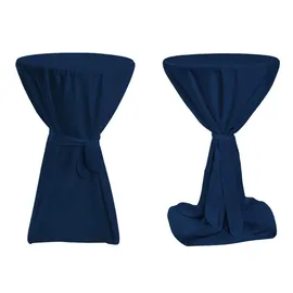TexDeko TexDeko® Stehtischhusse Premium Dunkelblau Ø 100cm mit Schleifenband