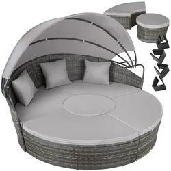 tectake® Rattan Sonneninsel, widerstandsfähig, klappbares Sonnendach, variabel aufstellbar