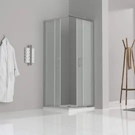 iflair Diana Eckdusche mit Schiebetür rechts 90 x 90 cm silber/satiniert DK77