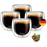 Doppelwandige Kaffeegläser – Thermoglas Doppelwandig für Heiße Getränke – Ideal als Cappuccino Gläser, Latte Macchiato Gläser, Espresso Tassen und Teegläser Doppelwandig (100ml)