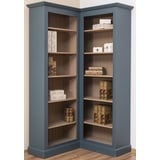 Casa Padrino Landhausstil Eckschrank Blau / Beige 102 x 102 x H. 210 cm - Massivholz Bücherschrank - Landhausstil Wohnzimmer Möbel