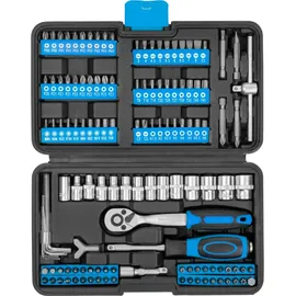 Güde Steckschlüssel Bitsatz GSB 130 - 130-teiliges Werkzeugset aus Chrom-Vanadium-Stahl in praktischer Aufbewahrungsbox), Blau/Schwarz