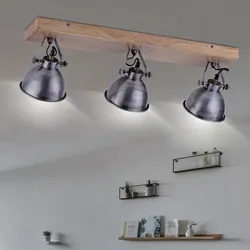 Decken Leuchte Wohn Ess Zimmer Wand Spot Strahler Holz Lampe schwenkbar LeuchtenDirekt