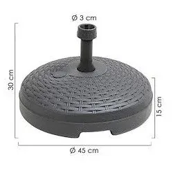 IPAE Sonnenschirm Sockel Harz Sonnenschirm Simil Rattan 45x15 cm. 20 Liter Anthrazit.