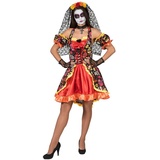 Karneval-Klamotten Kostüm La Catrina Tag der Toten Damenkostüm bunt, Dia de los Muertos Frauenkostüm Halloween bunt|schwarz 36-38