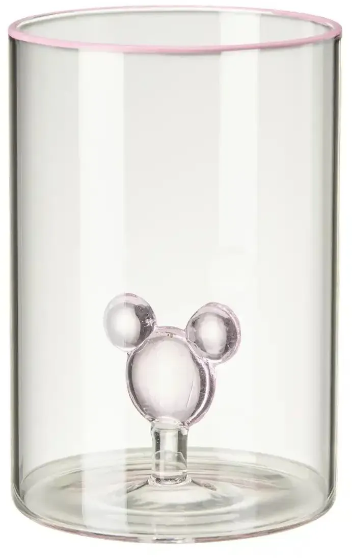 Disney Glas mit 3D Mickey   , rosa/pink , Glas , Maße (cm): H: 10,5  Ø: 7.4