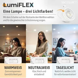 SSC-LUXon YAPU Glas Einbaustrahler mit LED Ring in rund silber spiegelnd - flache Einbauleuchte mit LED Modul 4w warmweiß 230V