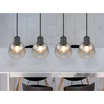 meine wunschleuchte LED Pendelleuchte 4-flg. 90 cm rund Glas schwarz