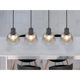 meine wunschleuchte LED Pendelleuchte 4-flg. 90 cm rund Glas schwarz