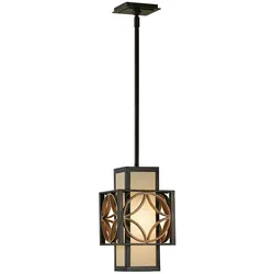 Licht-Erlebnisse Pendelleuchte JENNIBEL elegant dunkles Bronze Beige Gold Eisen Organza LE51224