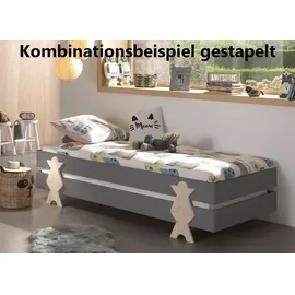 58 aufm Kessel Stapelbett Karlene 204x94x28 Kinderbett MDF Grau | Grau