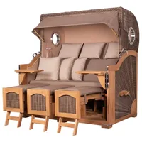 Bene living Strandkorb Komplettset Ammersee Grande XXL Teak Bullauge