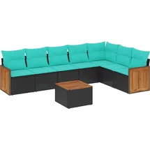 vidaXL Gartensofa-Set mit Kissen, schwarzes Polyrattan