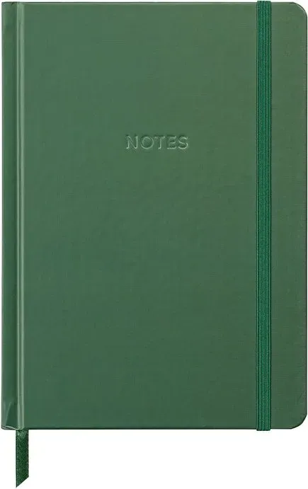 Jubiluu A5 liniertes Hardcover-Notizbuch mit Strukturprägung – 96 Blatt (100 g/m2 Offsetting-Papier), Lesezeichen & Gummiband – Classic-Creme liniertes Notizbuch zum Schreiben, für Schule und Büro, auch als Geschenk – Evergreen Notes