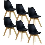 6er Set Esszimmerstühle Küchenstuhl Design Stuhl Esszimmerstuhl Kunstleder Holz, Sitzfläche aus Kunstleder Schwarz - Woltu