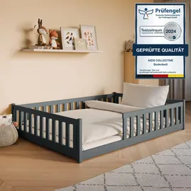 Kids Collective Kinderbett Bodenbett 140 x 200 cm Kiefer grau
