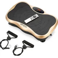 Gymtek® Vibrationsplatte Vibrotrainer - bis 180kg - 5 Ausbildungsprogramme, 99 Stufen - 2 Expanderbänder - Bluetooth, Fernbedienung, LCD, Lautspr...
