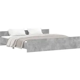 vidaXL Bettgestell mit Kopf- und Fußteil Betongrau 200x200 cm
