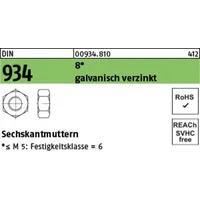 Reyher Sechskantmutter DIN 934 M 6 8 galvanisch verzinkt