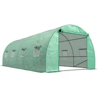 Outsunny Gewächshaus ca. 6 x 3 x 2 m Foliengewächshaus mit 8 Fenster, Rolltür, Aufrollbar Seitenwänden, UV-beständiger Folientunnel, Winterfest Tomatenhaus mit Erdanker, Grün   Aosom