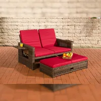 CLP Polyrattan Sofa Ancona 5mm braun-meliert/rubinrot