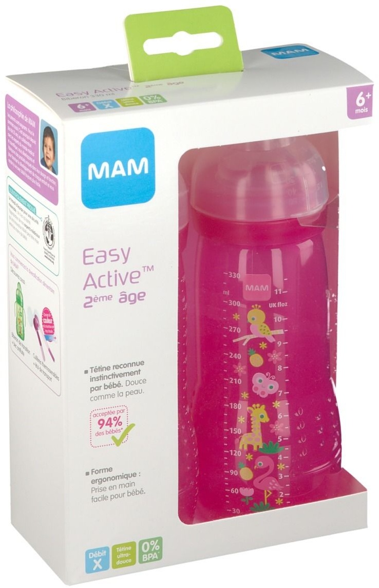 MAM Flasche 330ml +6 Monate Rosa Farbe und/oder Design können vom Bild abweichen