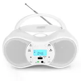 Tragbarer CD-Player Bluetooth, Tragbarer Radio mit CD Spieler HiFi für Kinder Senioren, 6W Klarer Stereoklang Boombox Stereoanlage mit FM-Radio | USB-Eingang | Aux-Eingang| Kopfhöreranschluss (Weiß)