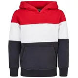 URBAN CLASSICS 3-tone Kapuzenpullover Fire Red / White / Navy 110-116 cm