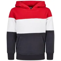 URBAN CLASSICS 3-tone Kapuzenpullover Fire Red / White / Navy 110-116 cm