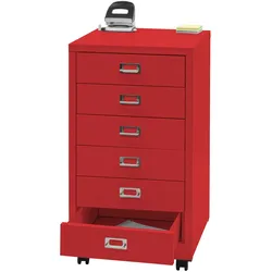 Rollcontainer MCW-L49, Schubladenschrank Stahlschrank Aktenschrank, Metall 75x40x41cm 6 Schubladen ~ rot