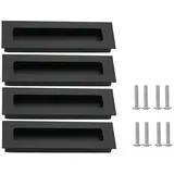 SYDARSYN 4 Stück Aluminiumlegierung Muldengriffe Rechteckig Möbelgriffe Schwarz Griffe für Küchenschränke Schiebetür Tatami (140x42mm)