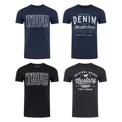 MUSTANG Tshirt Herren Baumwolle Regular Fit 4er Pack Regular Fit Blau L