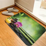 ESVET Badematte rutschfest Teppich,Spa-Orchidee Bambusstämme Steine japanische Alternative Feng Shui-Elemente, grüne Fuchsie,Badezimmer Set Matte rutschfest WC-Vorleger 40 x 60 cm