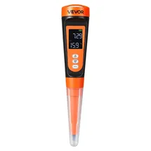 Vevor pH-Meter für Lebensmittel, Messbereich 0–14, Wasserdichte Sonde (IP68), Messgerät mit Automatischer Temperaturkompensation, Kalibrierpulver, für Lebensmittelfermentation, Teig & Fleisch