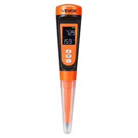 Vevor pH-Meter für Lebensmittel, Messbereich 0–14, Wasserdichte Sonde (IP68), Messgerät mit Automatischer Temperaturkompensation, Kalibrierpulver, für Lebensmittelfermentation, Teig & Fleisch