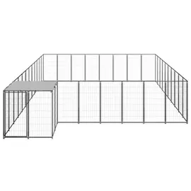 vidaXL Hundezwinger 6,6 m x 4,4 m x 1,1 m Stahl Schwarz