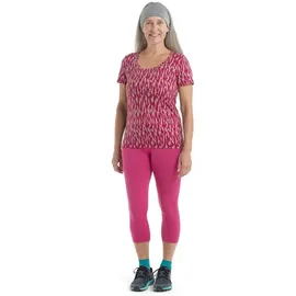 Icebreaker 150 Tech Lite Ii Glaci Cam Merino Kurzarm-t-shirt - Crystal / Electronpink / Aop - S