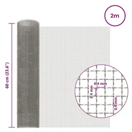 vidaXL Mesh Bildschirm 60 x 200 cm Edelstahl