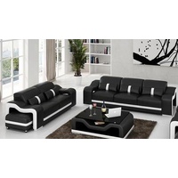 JVmoebel Sofa Design Sofagarnitur Couch Polster Sofas Leder Modern 3+2 Sitzer, Made in Europa schwarz
