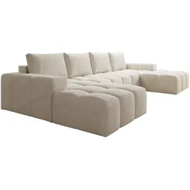 möbelfest Eckcouch Teddy-Bouclé U-Form 2-Sitzer Beige