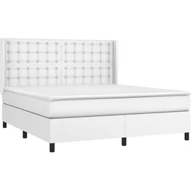 vidaXL Boxspringbett mit Matratze & LED Weiß 180x200 cm Kunstleder